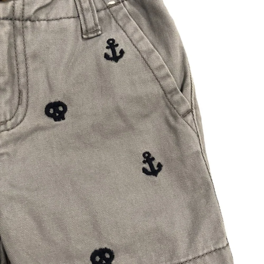Gymboree 12-18m Embroidered Skull & Anchor Shorts